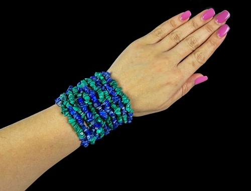 Lapis w/ Malachite Chip Bracelet