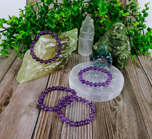 Amethyst Beaded  Bracelet (8mm)