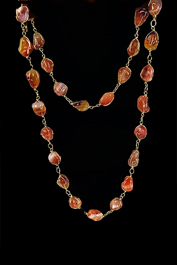 Beggar Bead Necklace, Carnelian