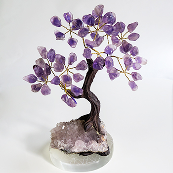 Amethyst Gem Tree on Amethyst Cluster Base