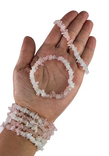 Rose Quartz W/ Rainbow Moonstone Chip Bracelet