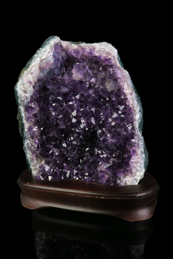 Amethyst Cluster On Wood Base