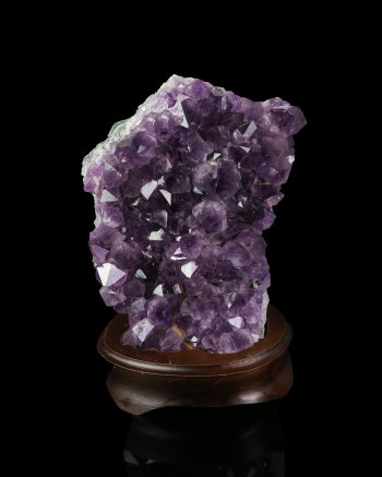 Amethyst Cluster On Wood Base