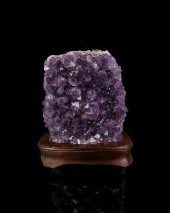 Amethyst Cluster On Wood Base