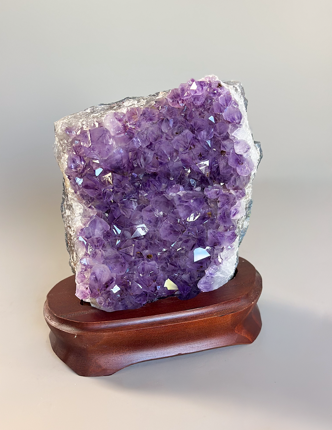 Amethyst Cluster On Wood Base