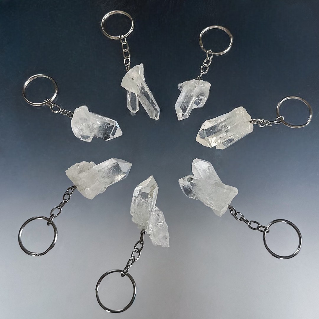 Clear Quartz Cluster Keychain