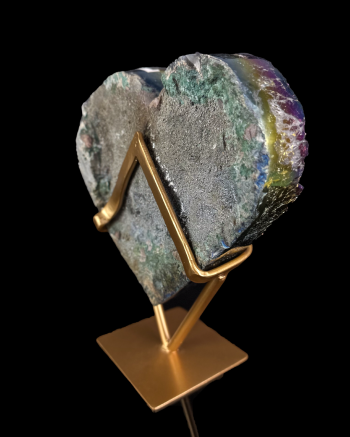 Rainbow Aura Cluster Heart On Metal Base #4