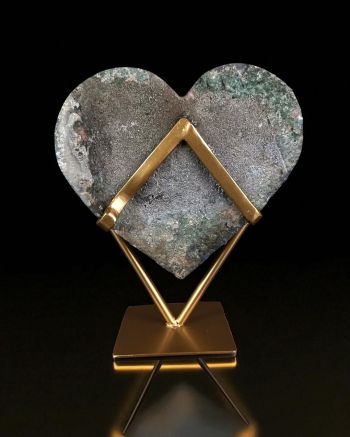 Rainbow Aura Cluster Heart On Metal Base #3