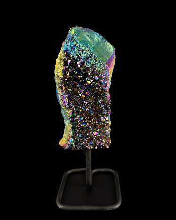 Rainbow Aura Cluster On Metal  Base