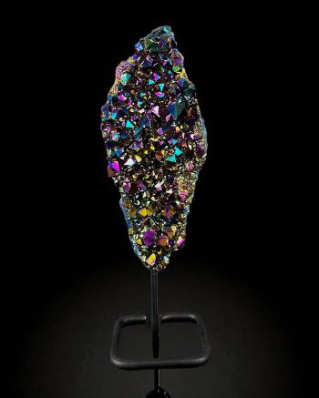 Rainbow Aura Cluster On Metal  Base