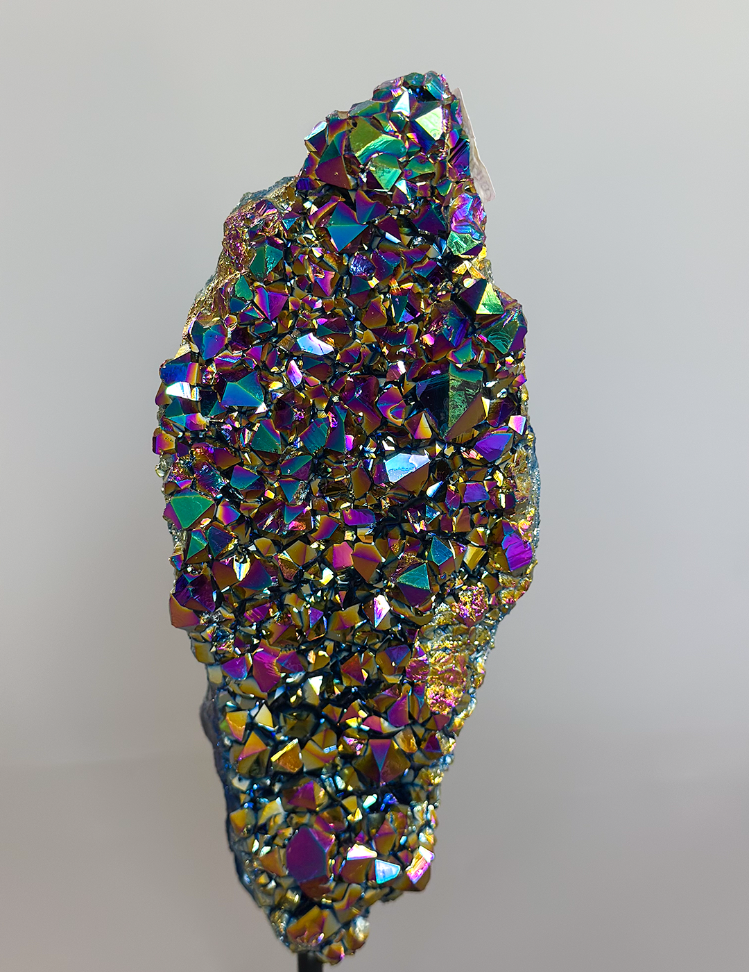 Rainbow Aura Cluster On Metal  Base