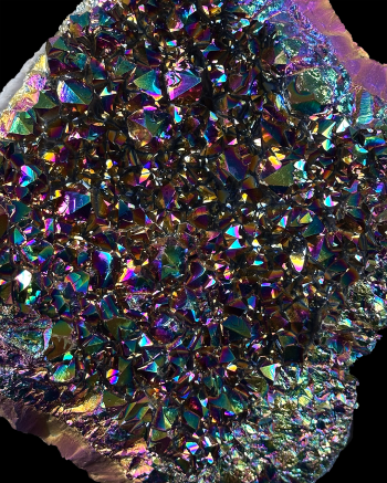 Rainbow Aura Cluster On Metal  Base