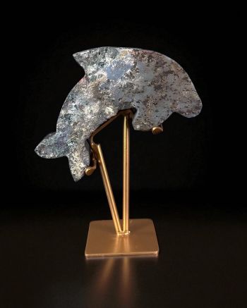 Rainbow Aura Cluster  Dolphin On Metal  Base #2