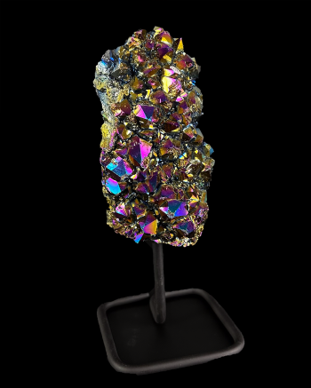 Rainbow Aura Cluster On Metal Base