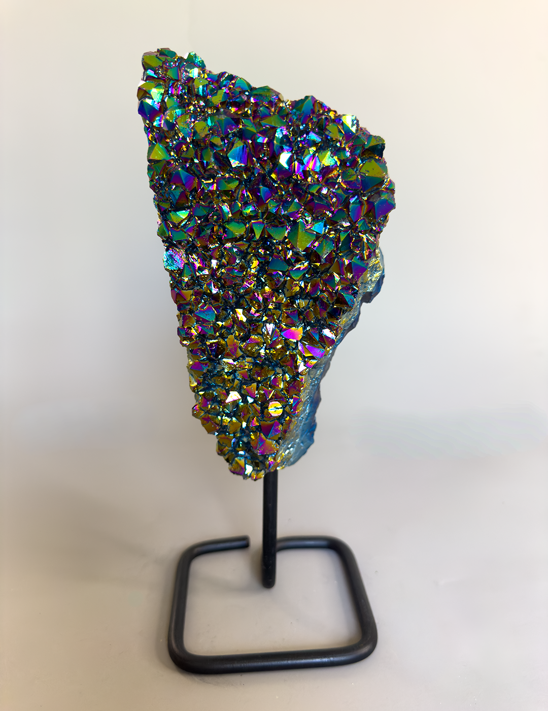Rainbow Aura Cluster On Metal  Base