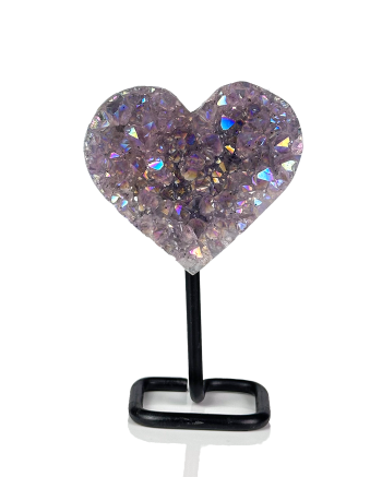 Angel Aura Heart cluster on Metal Base
