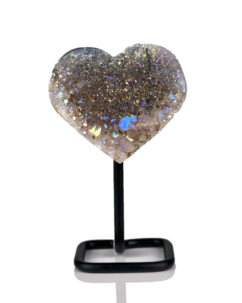 Angel Aura Heart cluster on Metal Base