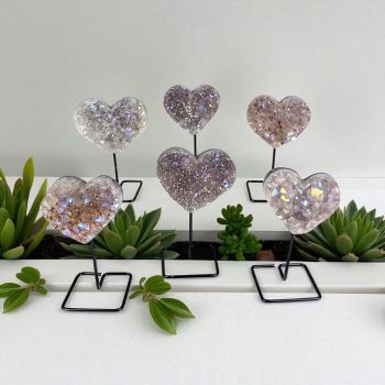Angel Aura Heart cluster on Metal Base Small 6 Pack