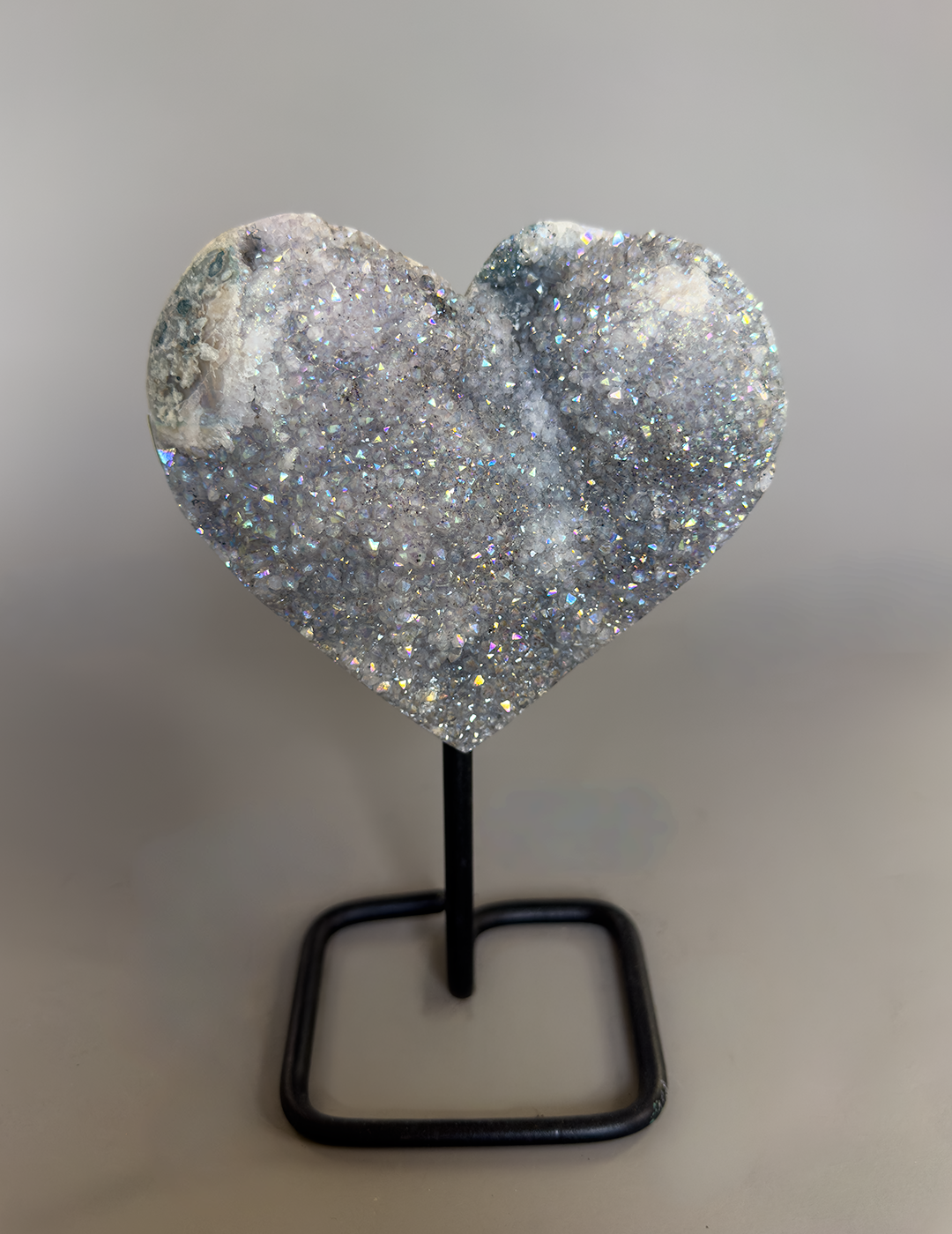 Angel Aura Heart cluster on Metal Base