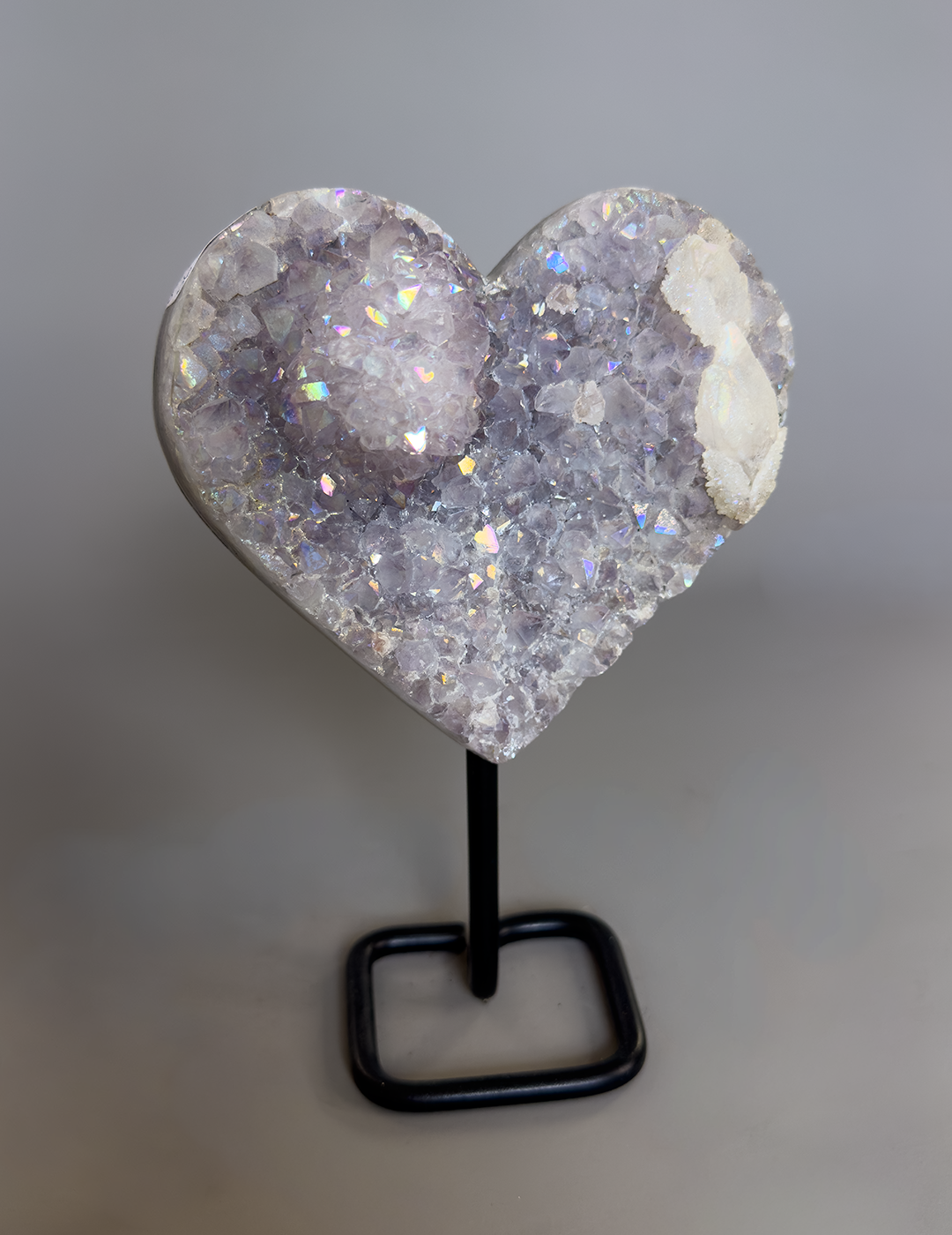 Angel Aura Heart cluster on Metal Base
