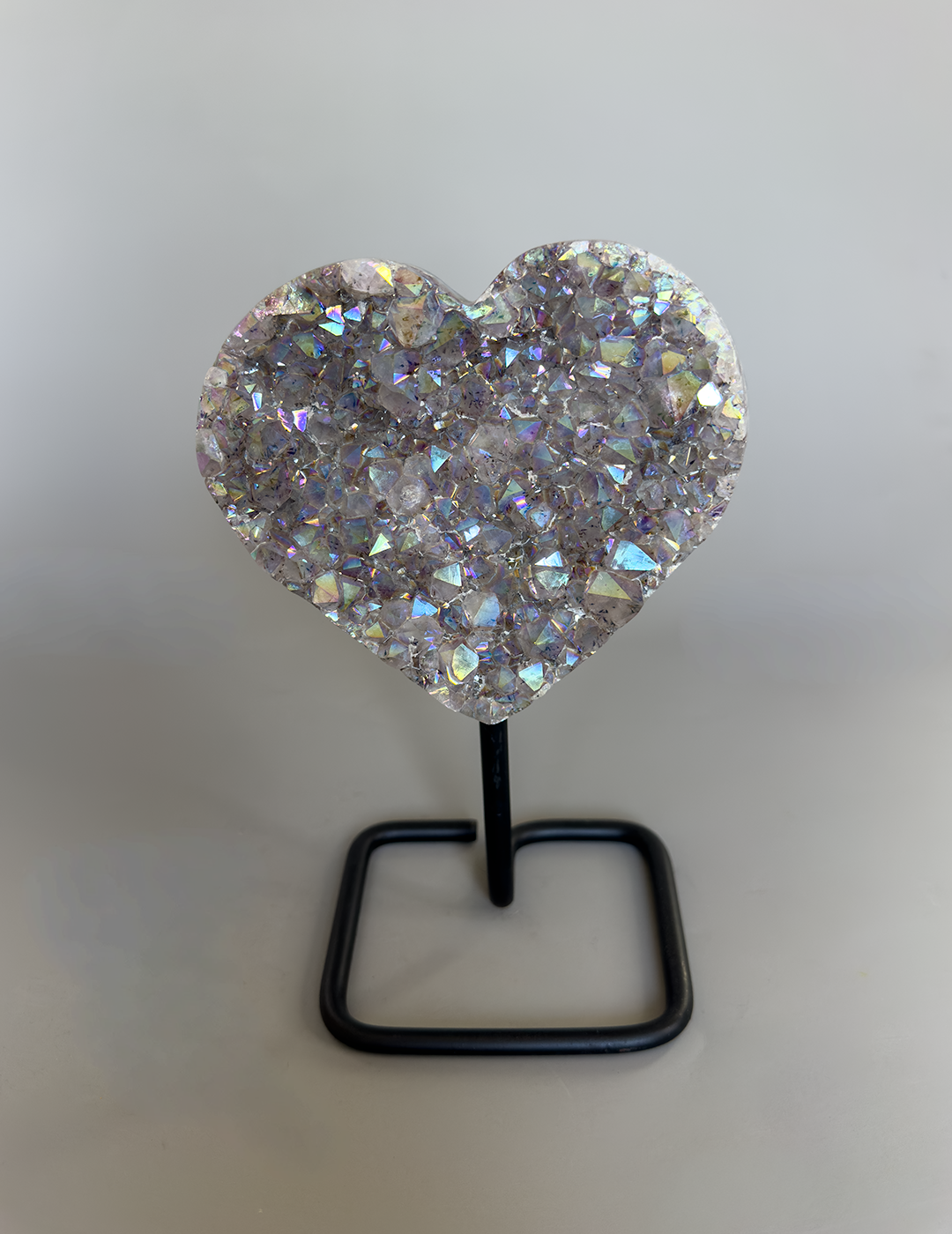 Angel Aura Heart cluster on Metal Base