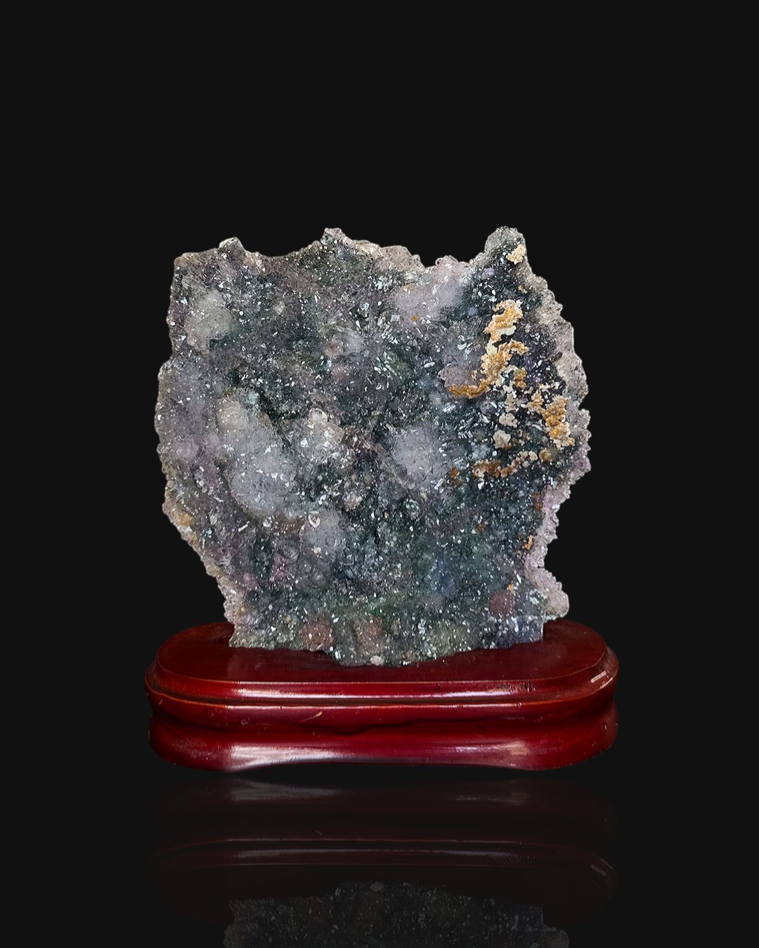 Amethyst Flower on Wood Base