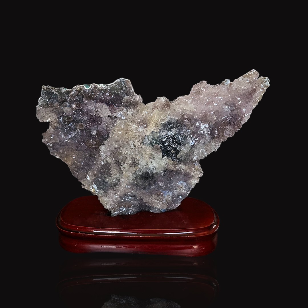 Amethyst Flower On Wood Base