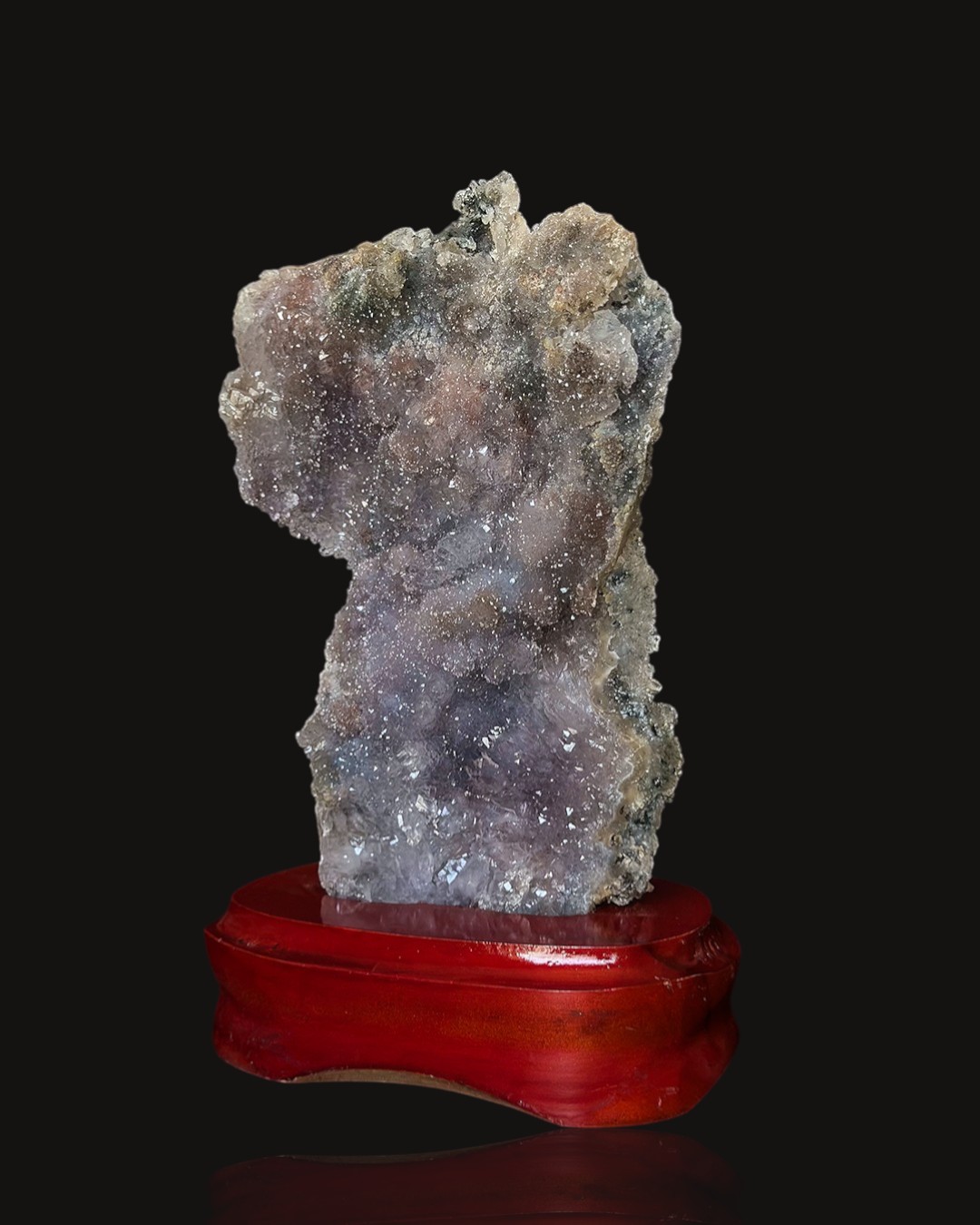 Amethyst Flower On Wood Base