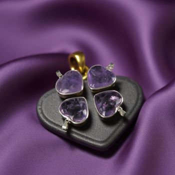 Amethyst Heart W/Silver Bezel